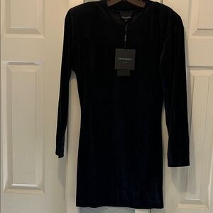 NWT Cynthia Rowley Small Black Velour Mini Dress